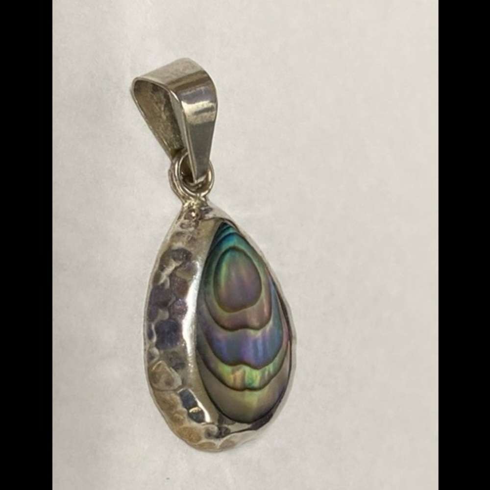 Vintage 925 Sterling Silver Albalone Pendant